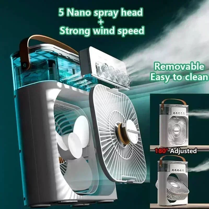 Nowoczesny Mini Klimator 3w1 – Wentylator, Nawilżacz i Lampka Nocna