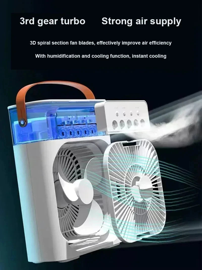 Nowoczesny Mini Klimator 3w1 – Wentylator, Nawilżacz i Lampka Nocna