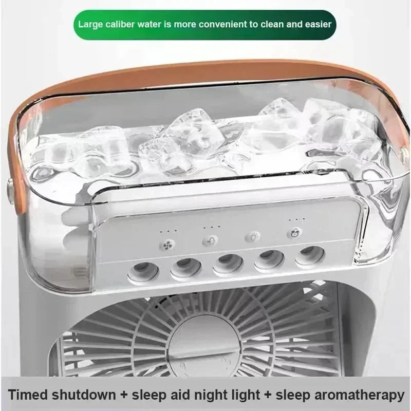 Nowoczesny Mini Klimator 3w1 – Wentylator, Nawilżacz i Lampka Nocna